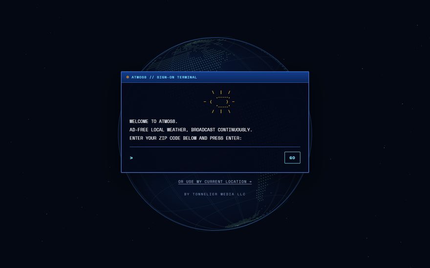 The ATMOS8 sign-on screen