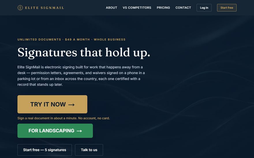 The Elite SignMail home page